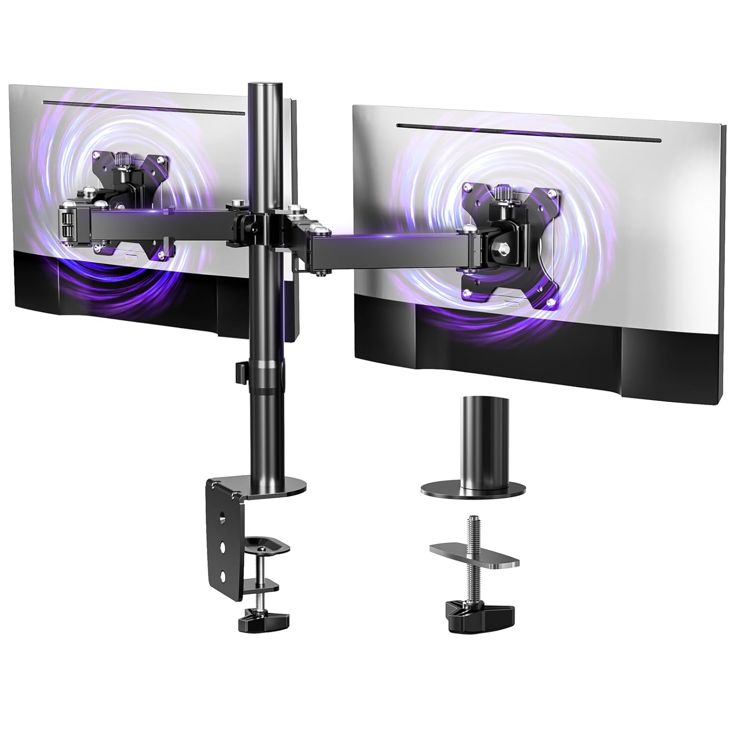 HEYMIX Dual Monitor Arm, Height Adjustable Dual Monitor Arm