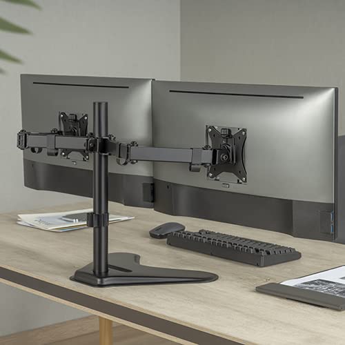 JIN OFFICE Dual Monitor Stand used in a compact office setup