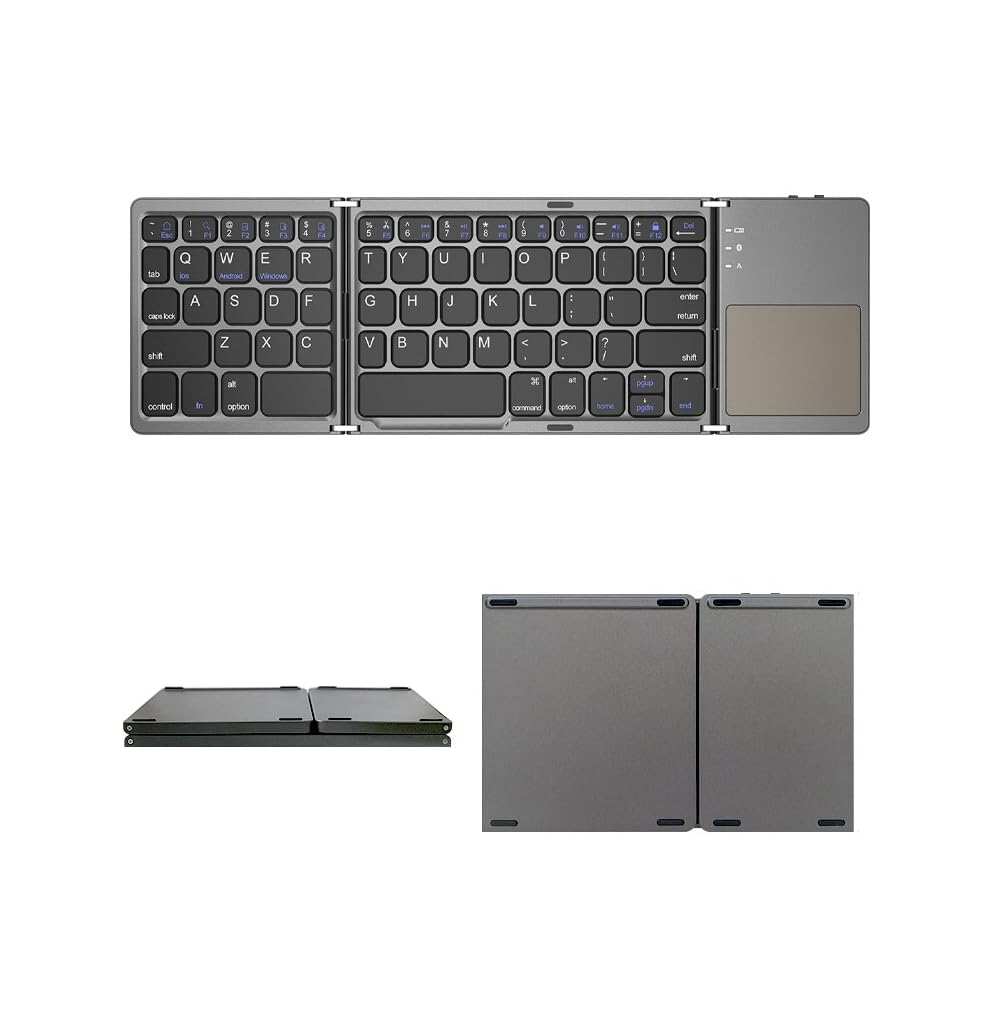 T TECLUSIVE Slim Foldable Bluetooth Keyboard with Trackpad