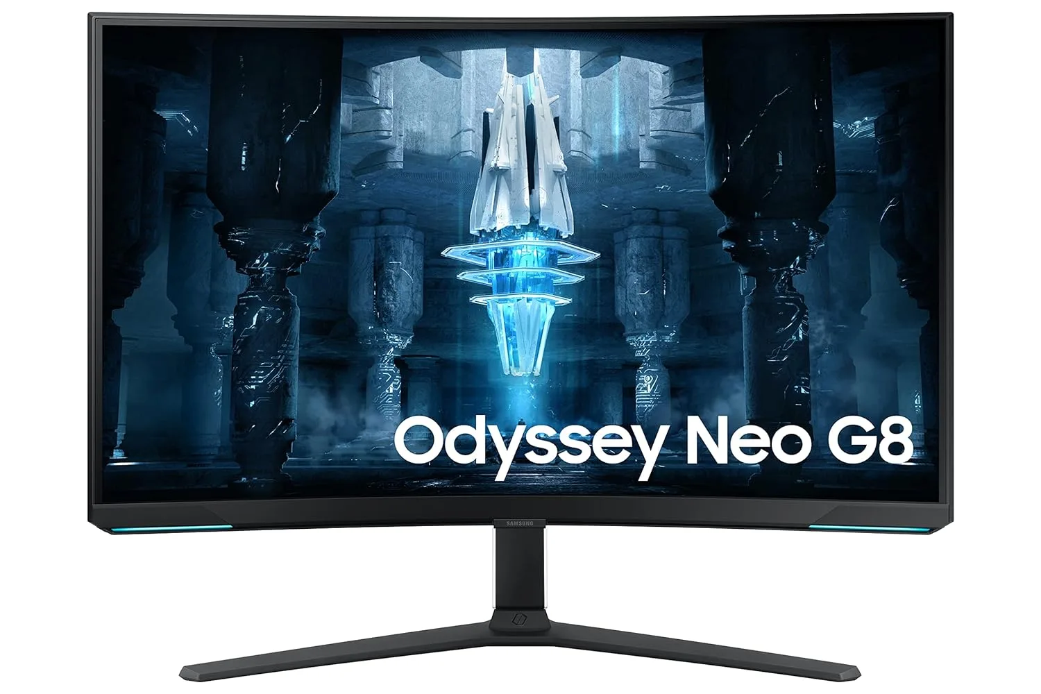 Samsung Odyssey Neo G8 32-inch 4K UHD Curved Gaming Monitor with 240Hz refresh rate and Mini-LED technology, designed for immersive gaming visuals.